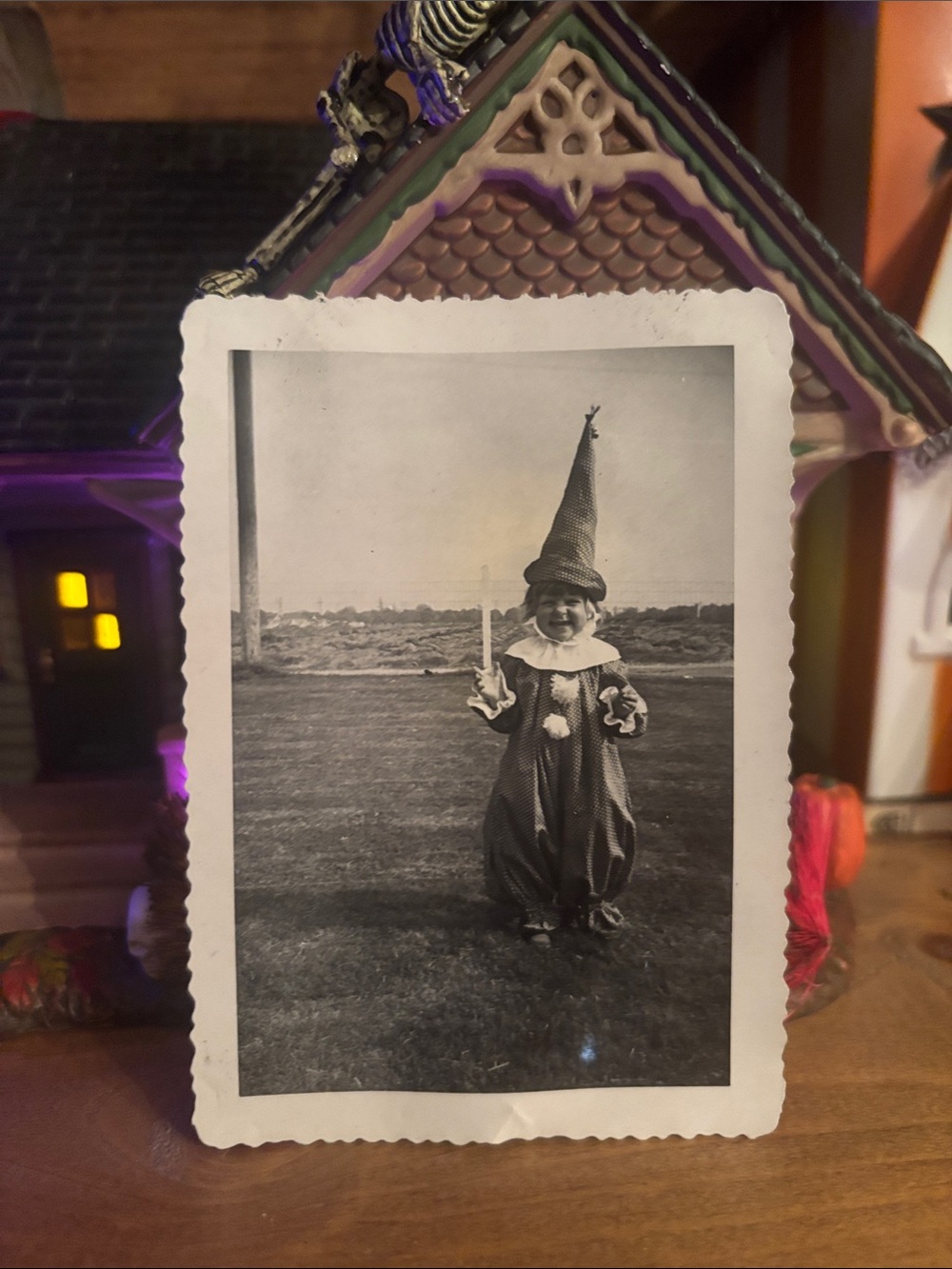 Halloween /antique / vintage photo child in clown costume
